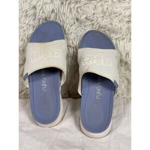 Ryka Anatomical Knit Slide Sandals Thrive Slide White Womens Size 8.5M